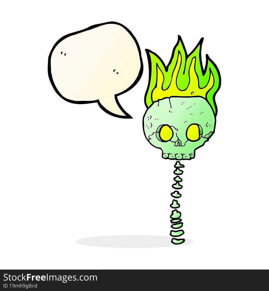 Cartoon Spooky Skull And Spine With Speech Bubble