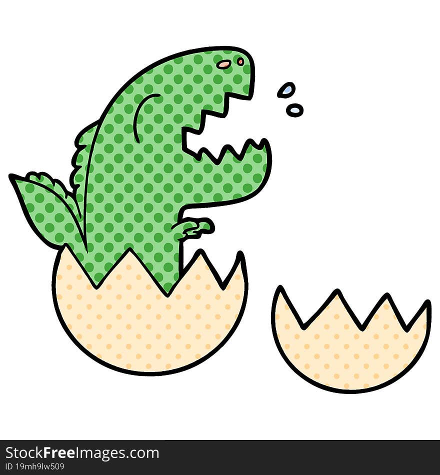 cartoon dinosaur hatching from egg. cartoon dinosaur hatching from egg