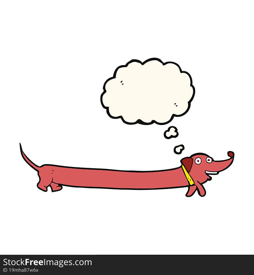 cartoon dachshund with thought bubble