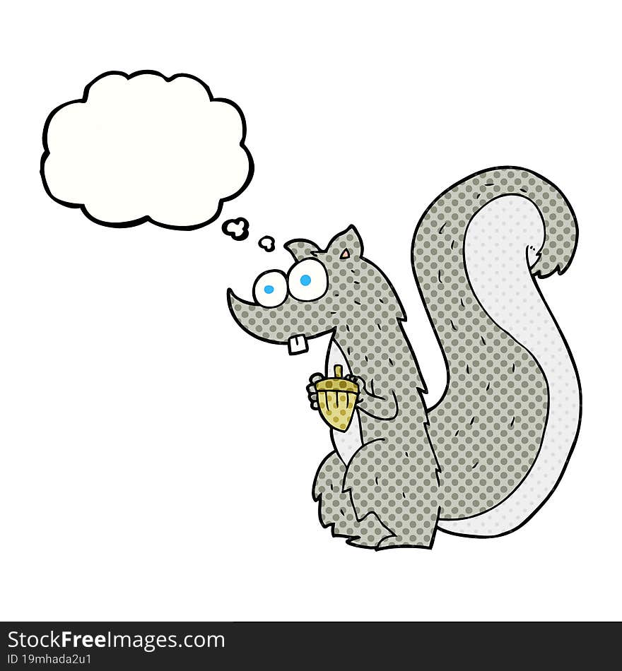 Thought Bubble Cartoon Squirrel With Nut