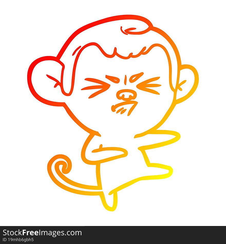 warm gradient line drawing cartoon angry monkey