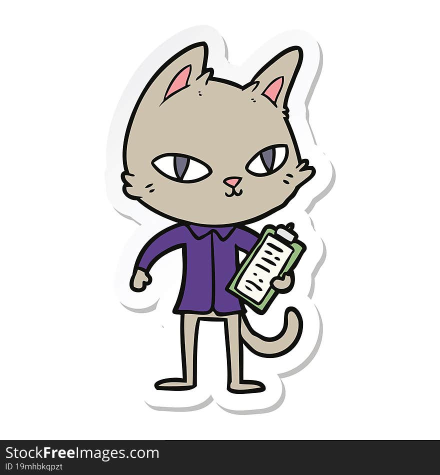 sticker of a cartoon office cat