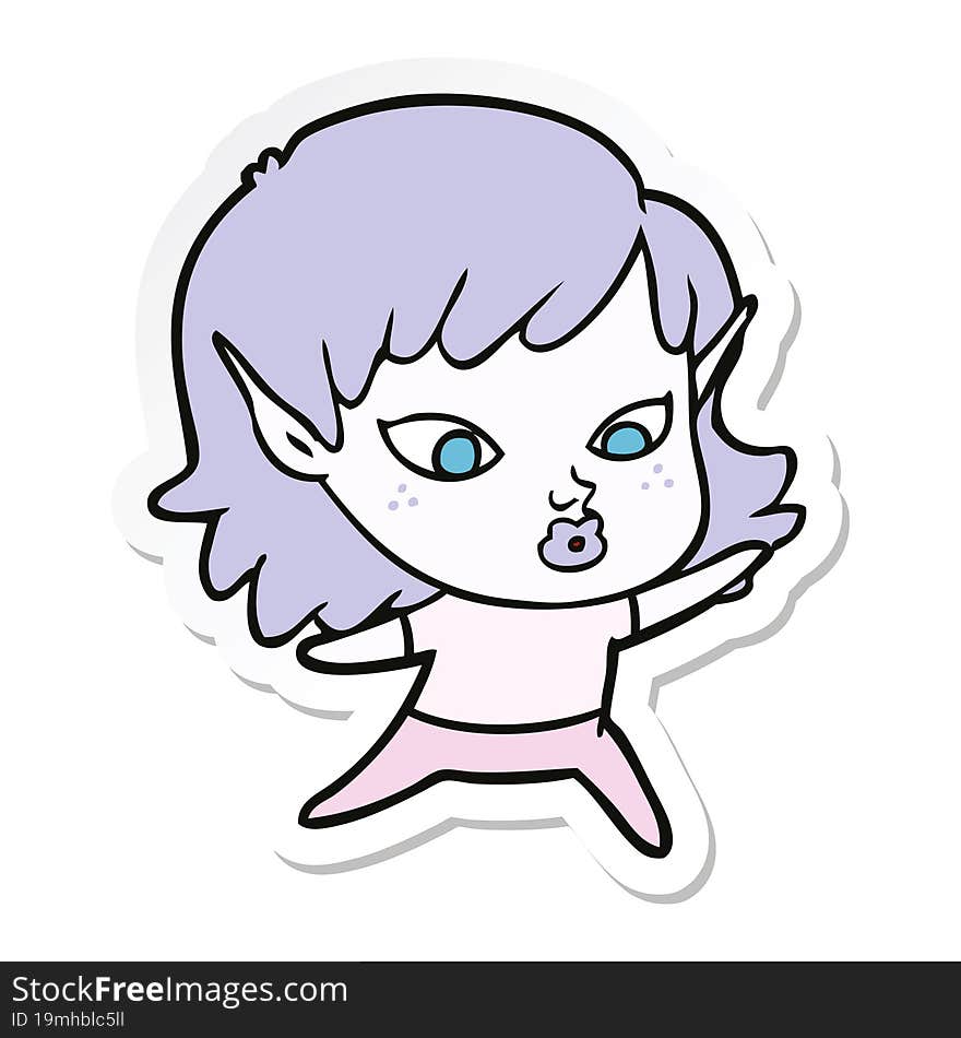 sticker of a pretty cartoon elf girl