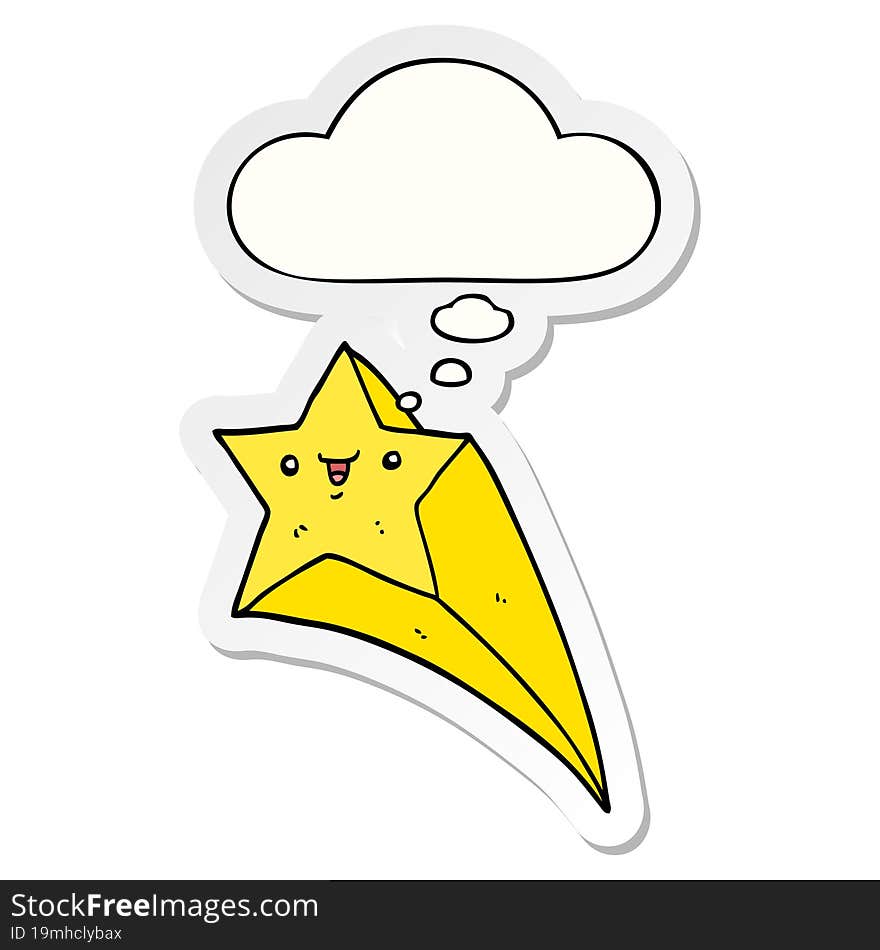 Cartoon Shooting Star And Thought Bubble As A Printed Sticker