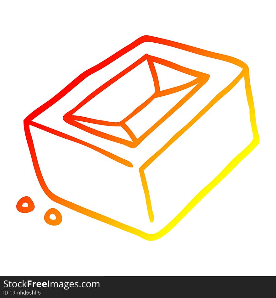 warm gradient line drawing of a cartoon brick