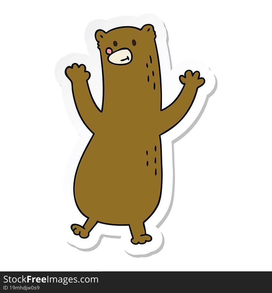 sticker of a quirky hand drawn cartoon bear