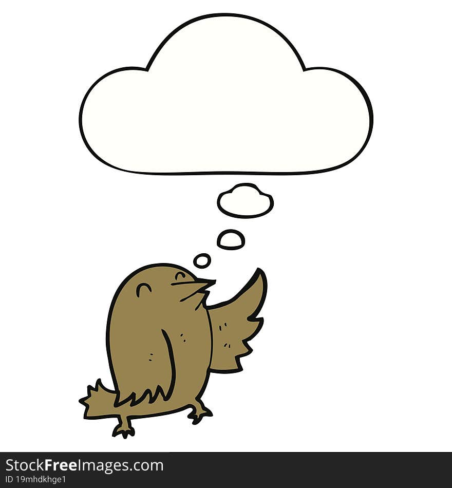 cartoon bird with thought bubble. cartoon bird with thought bubble