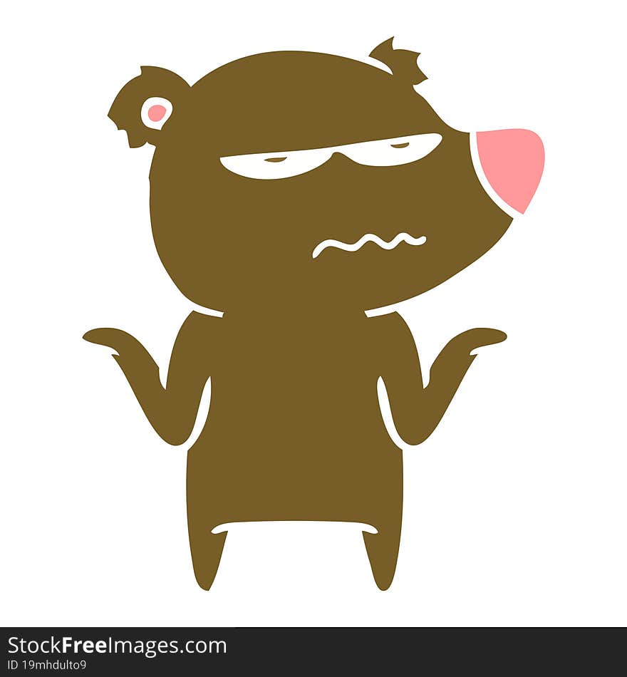 annoyed bear flat color style cartoon