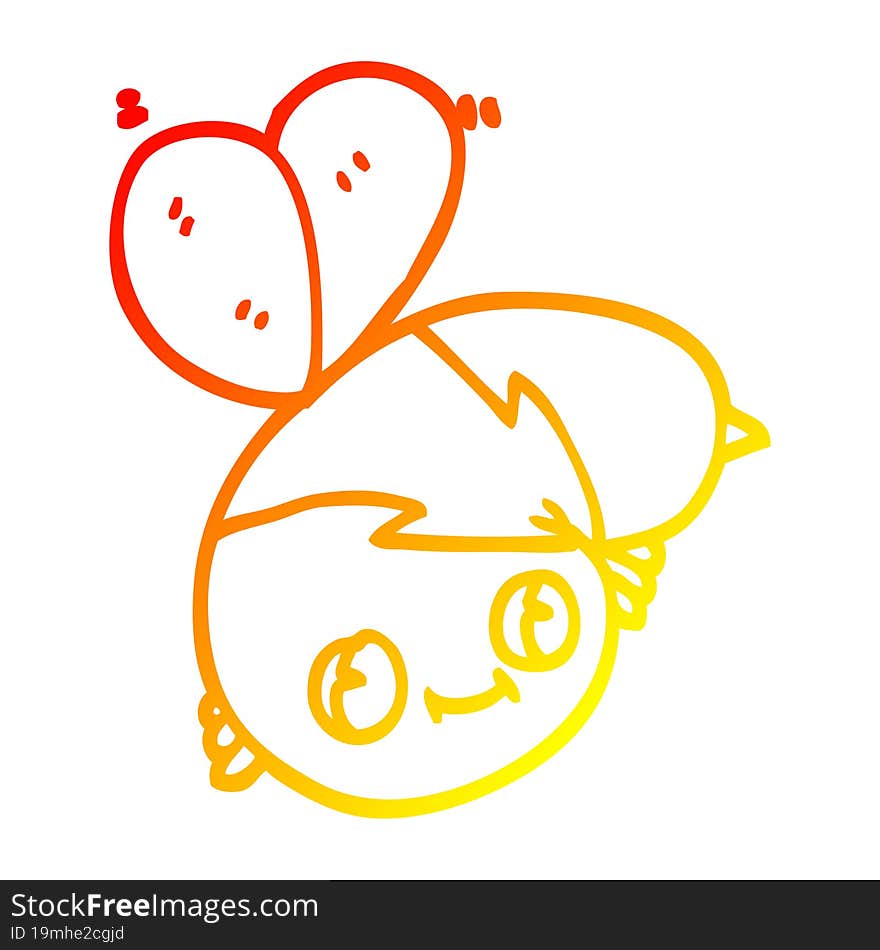 warm gradient line drawing cute cartoon bee