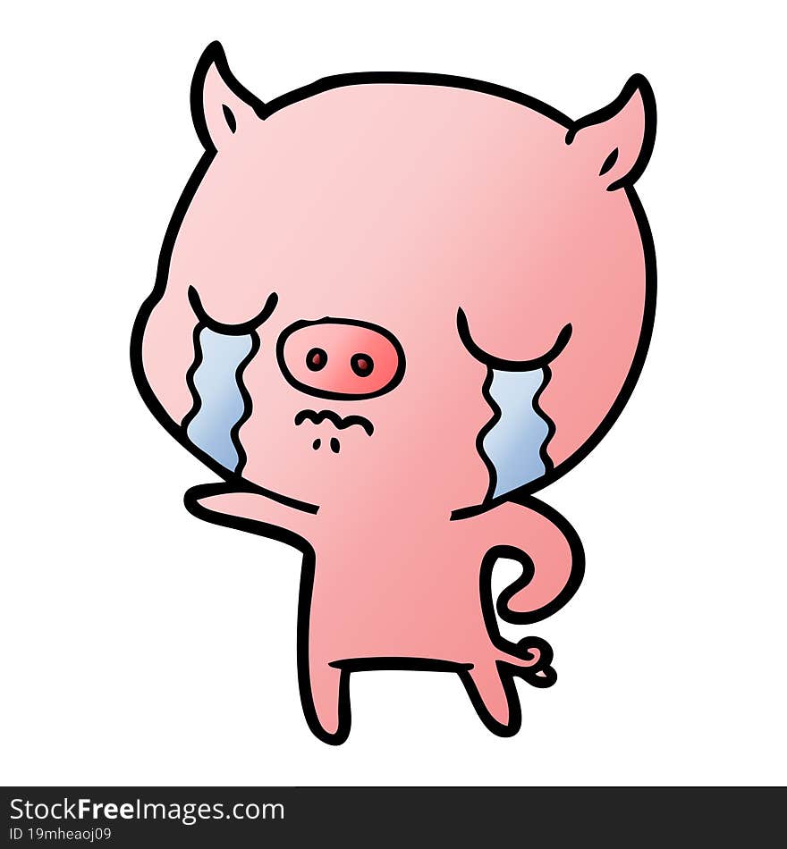 cartoon pig crying. cartoon pig crying