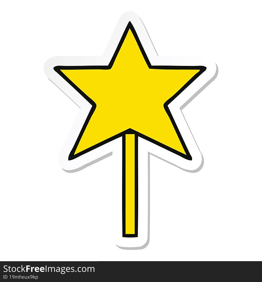 Sticker Of A Cute Cartoon Star Wand