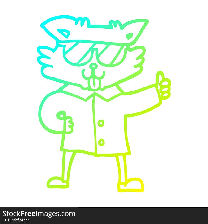 cold gradient line drawing cartoon cool cat