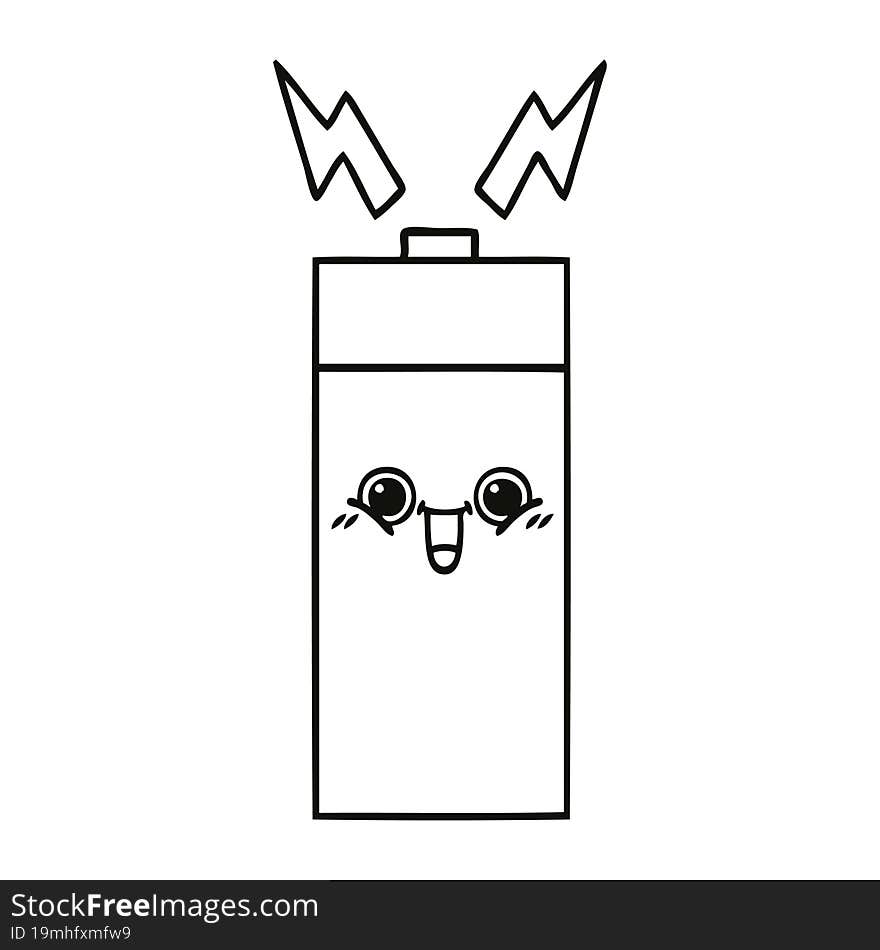 line drawing cartoon of a battery. line drawing cartoon of a battery