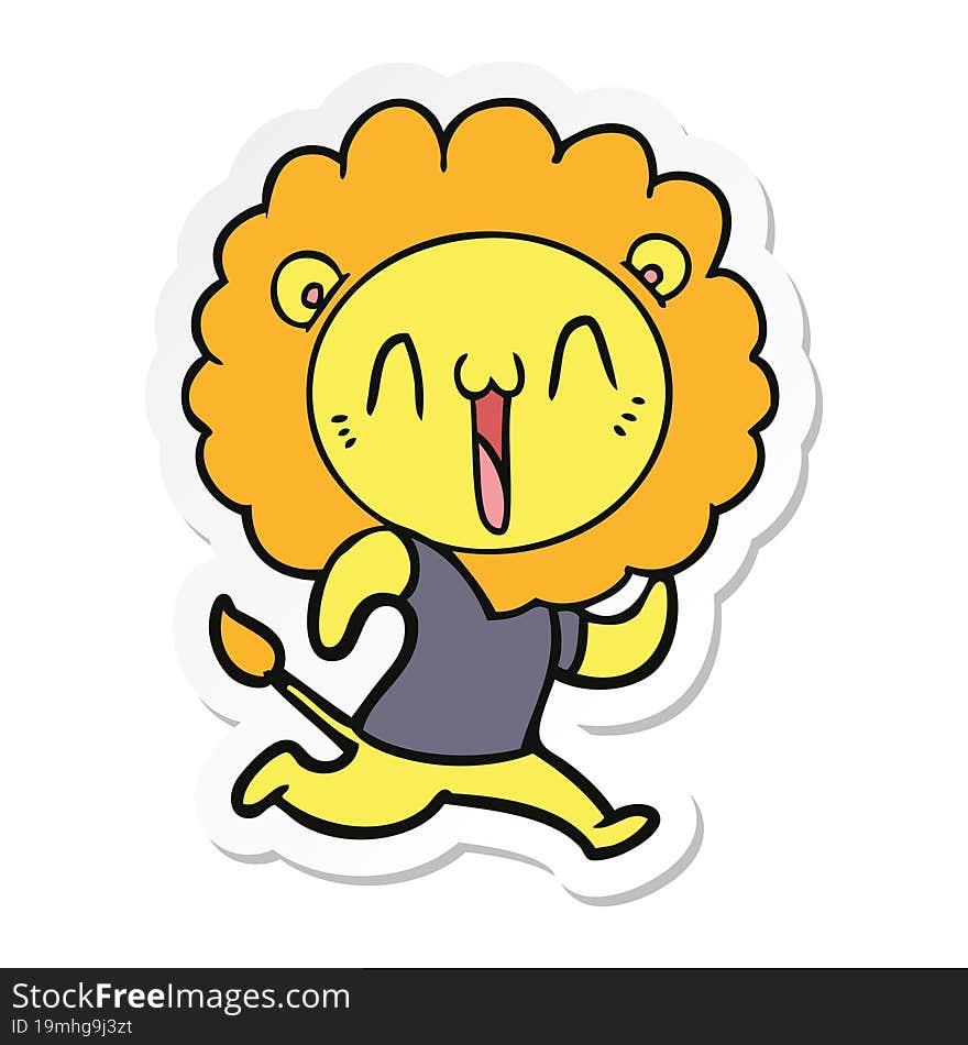 sticker of a happy cartoon lion