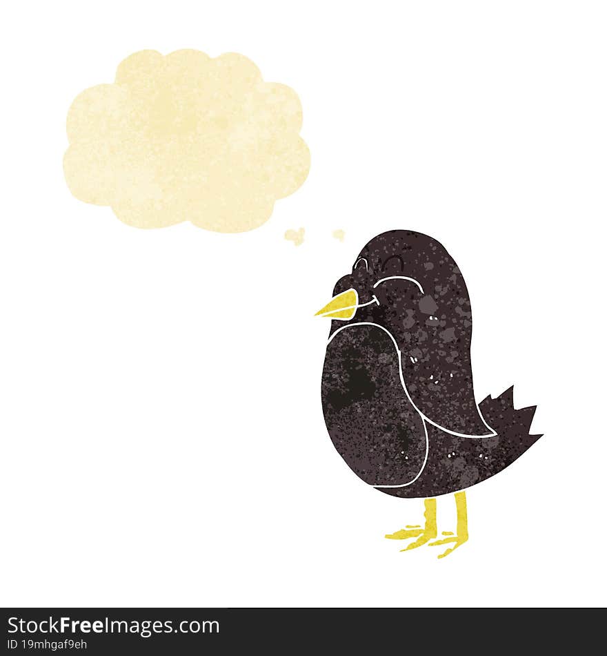 cartoon bird with thought bubble