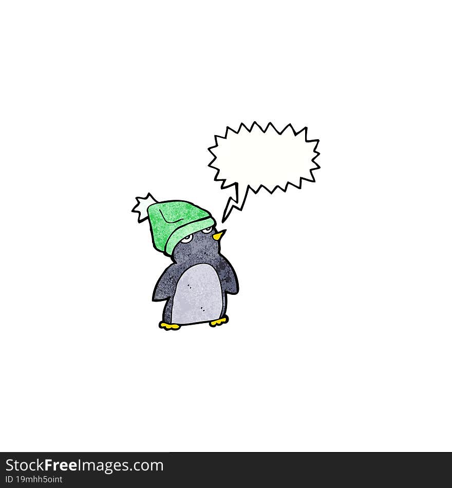 cartoon penguin wearing hat