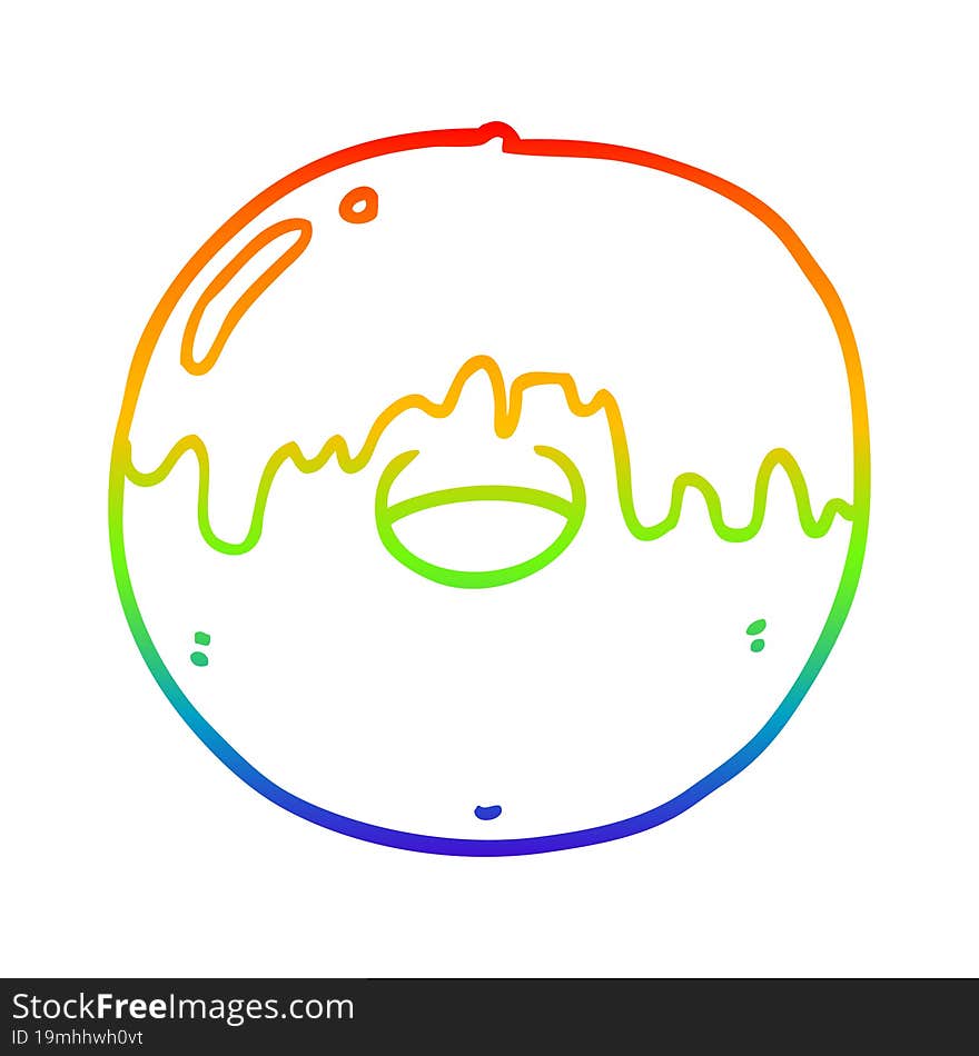 rainbow gradient line drawing cartoon donut