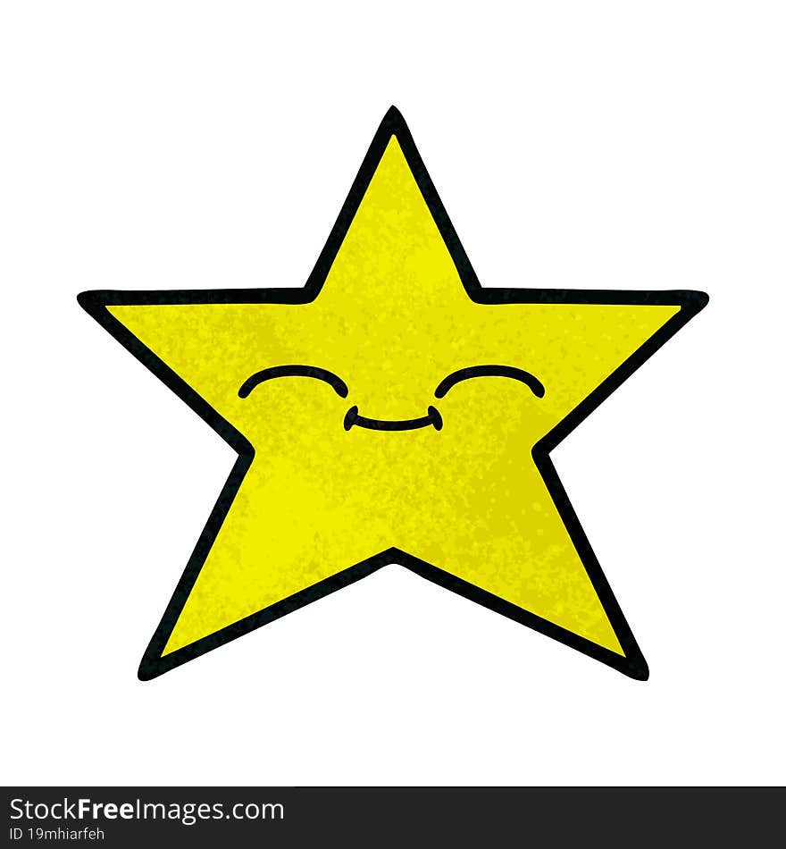 retro grunge texture cartoon of a gold star