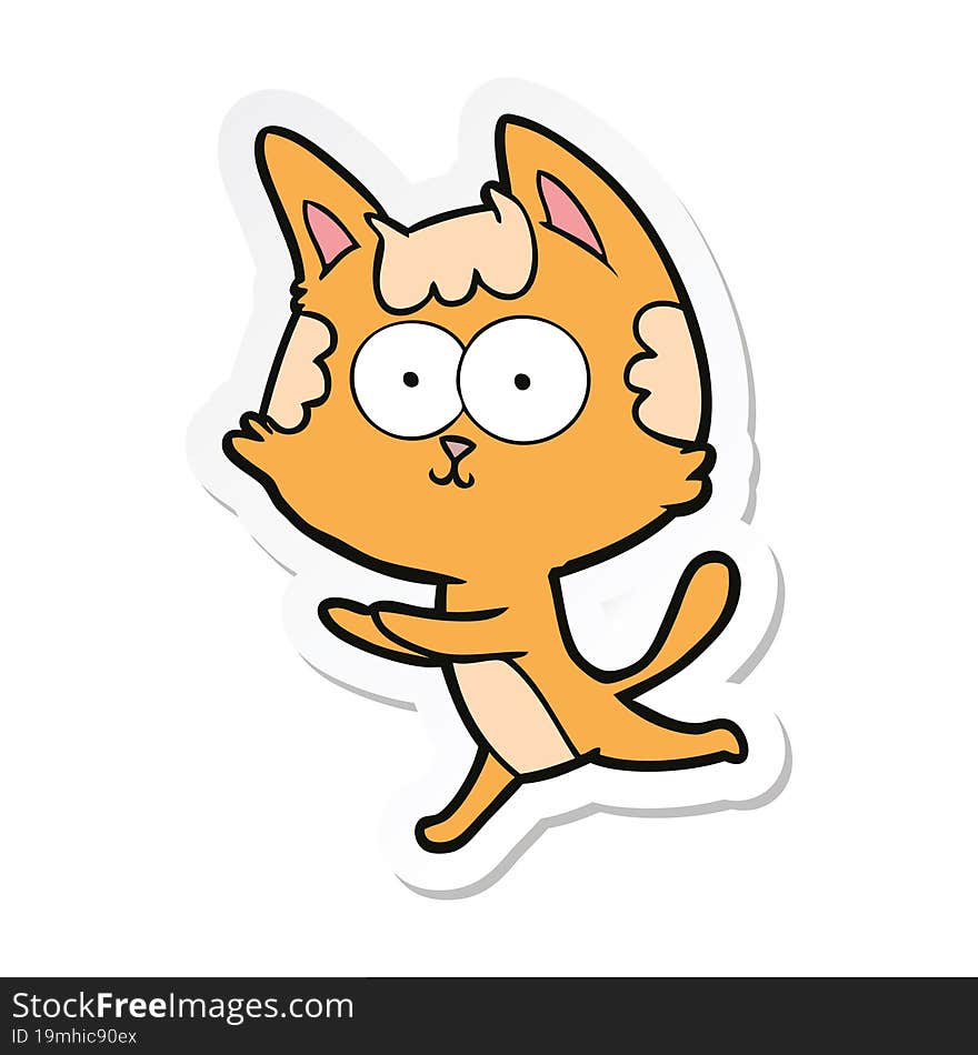 sticker of a happy cartoon cat