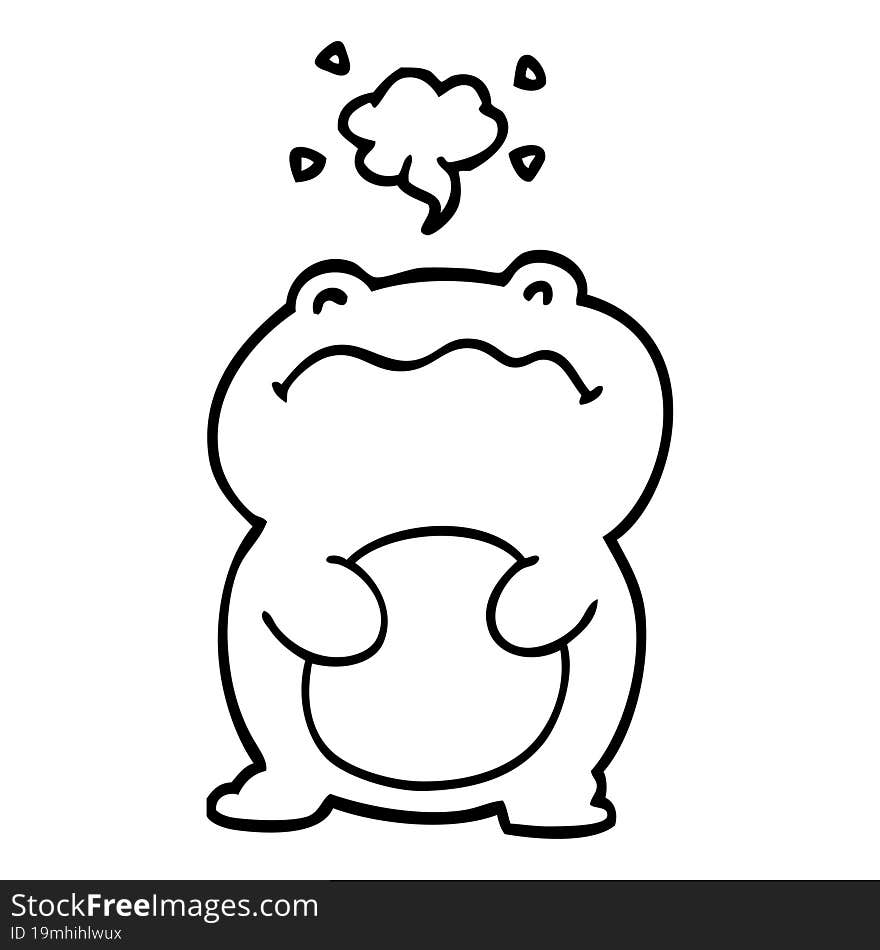 funny line drawing cartoon frog