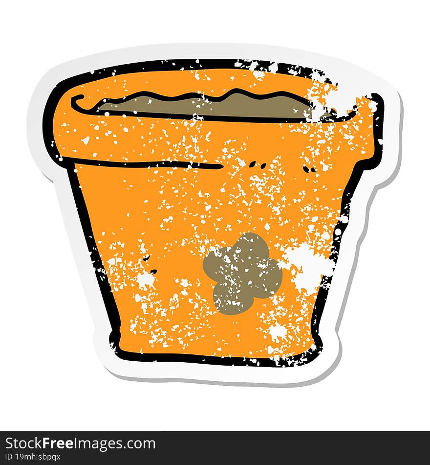 distressed sticker of a cartoon plant pot