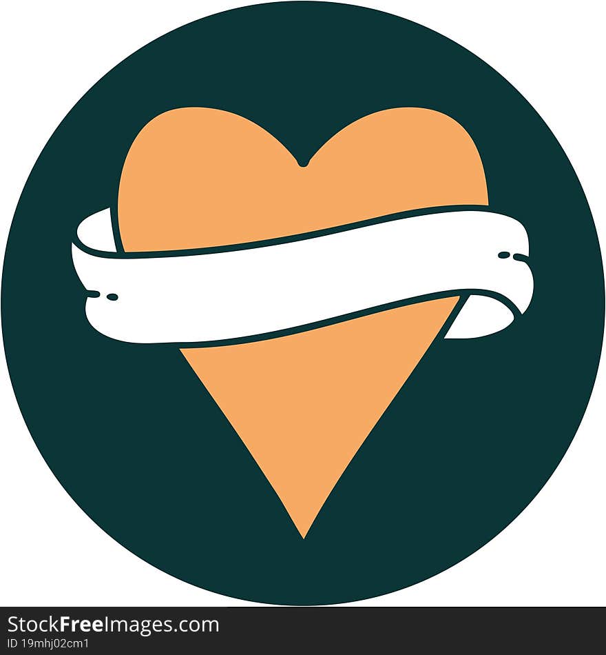 Tattoo Style Icon Of A Heart And Banner