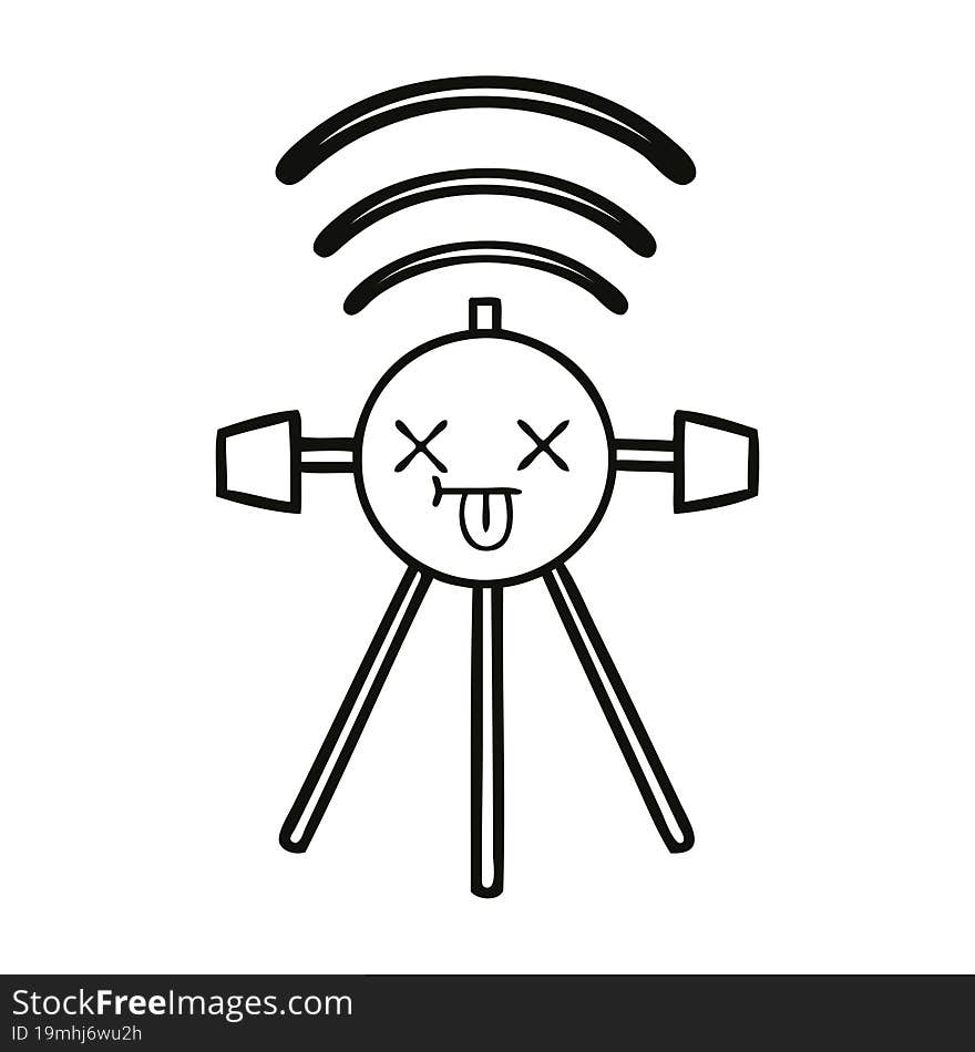 Line Drawing Cartoon Satellite