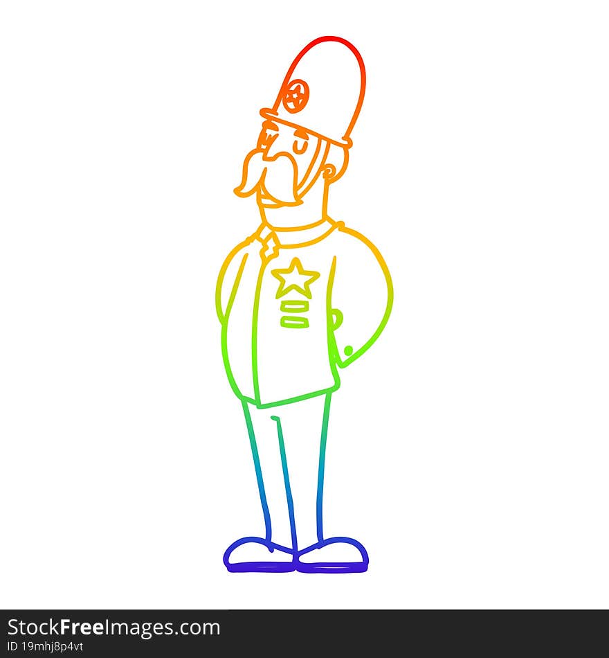 rainbow gradient line drawing cartoon policeman