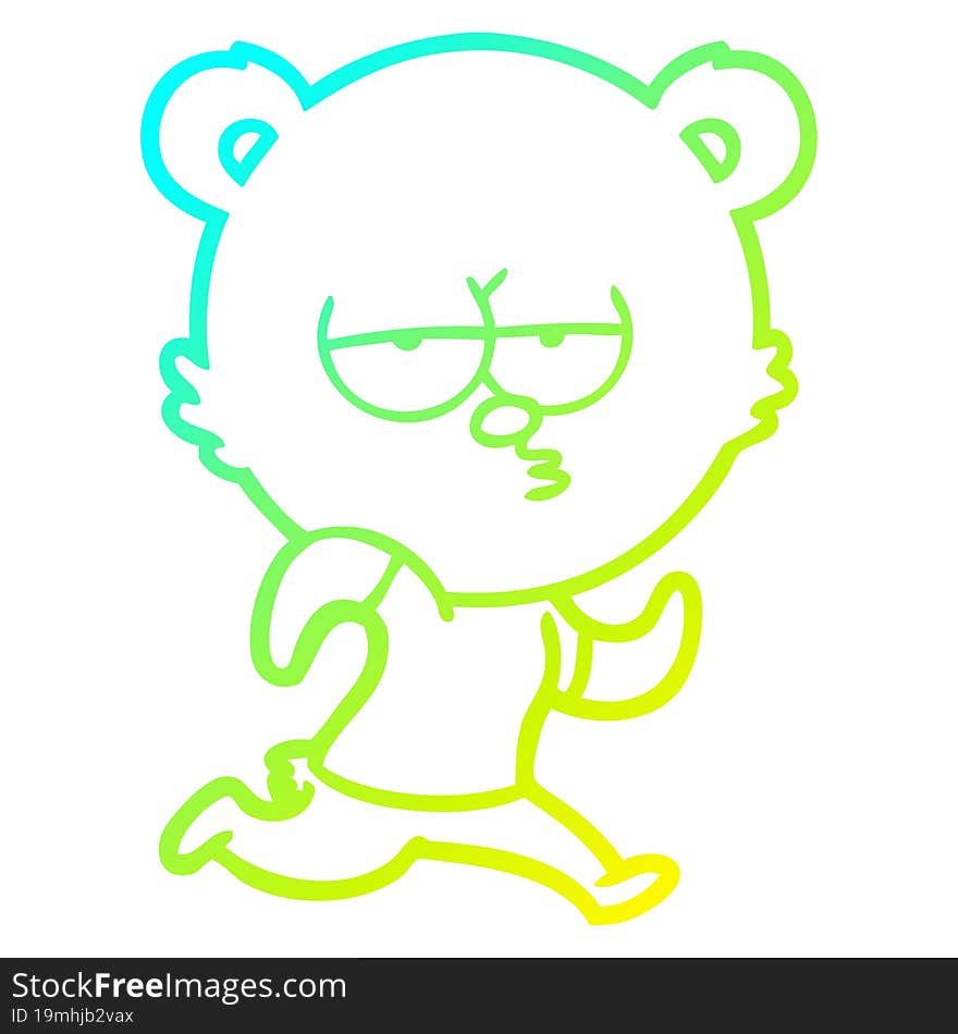 cold gradient line drawing bored polar bear running cartoon