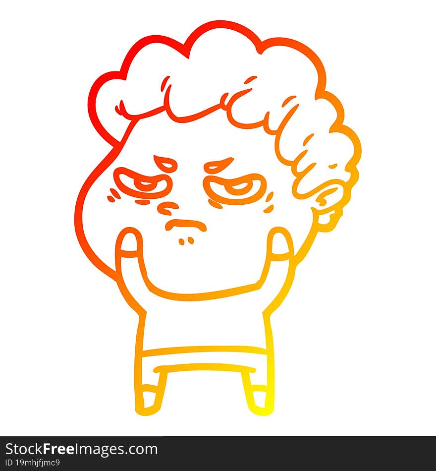 warm gradient line drawing cartoon angry man