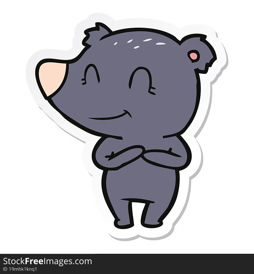 Sticker Of A Friendly Bear Cartoon