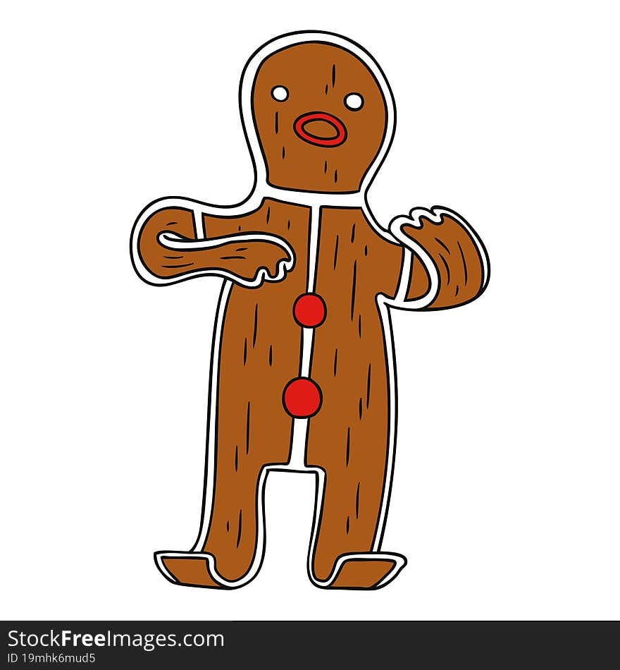 cartoon doodle of a gingerbread man