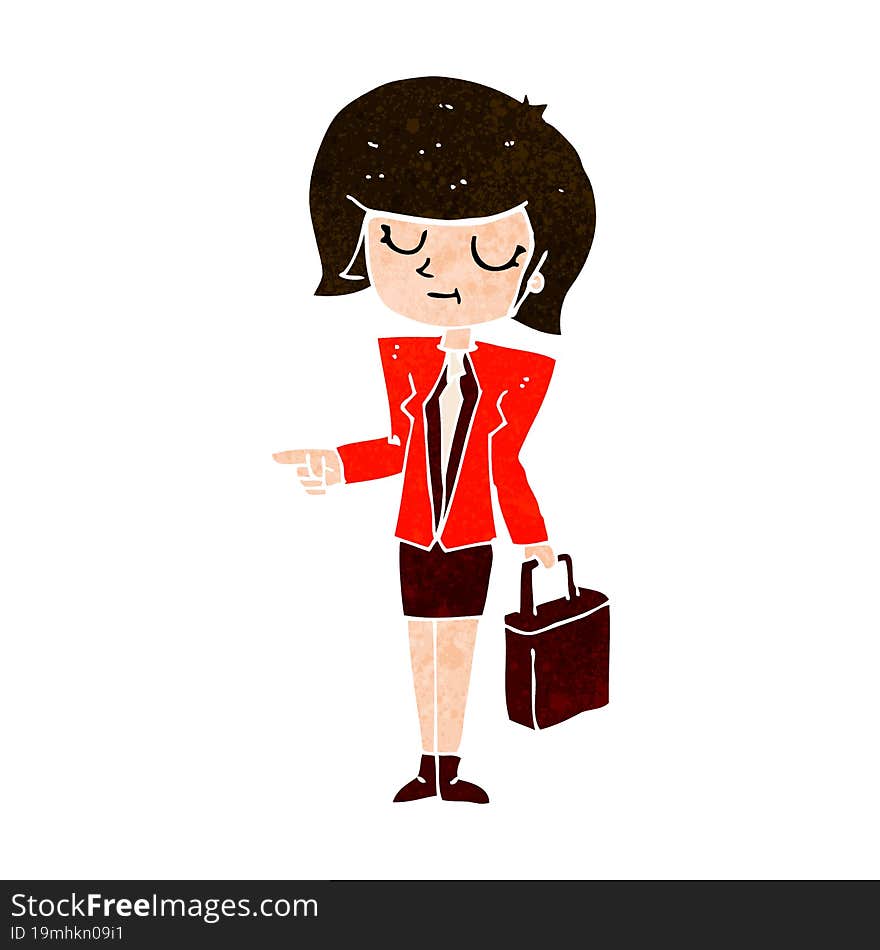 cartoon businesswoman pointing