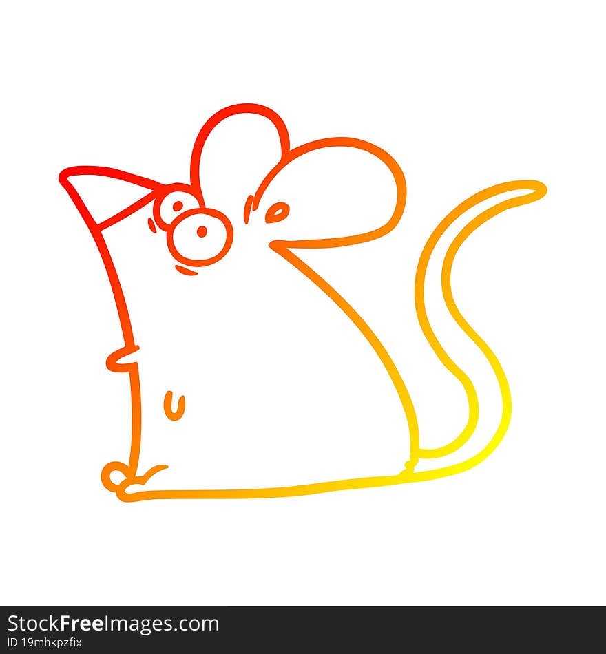 warm gradient line drawing cartoon frightened mouse