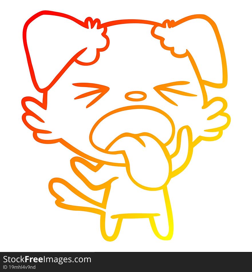 warm gradient line drawing cartoon disgusted dog