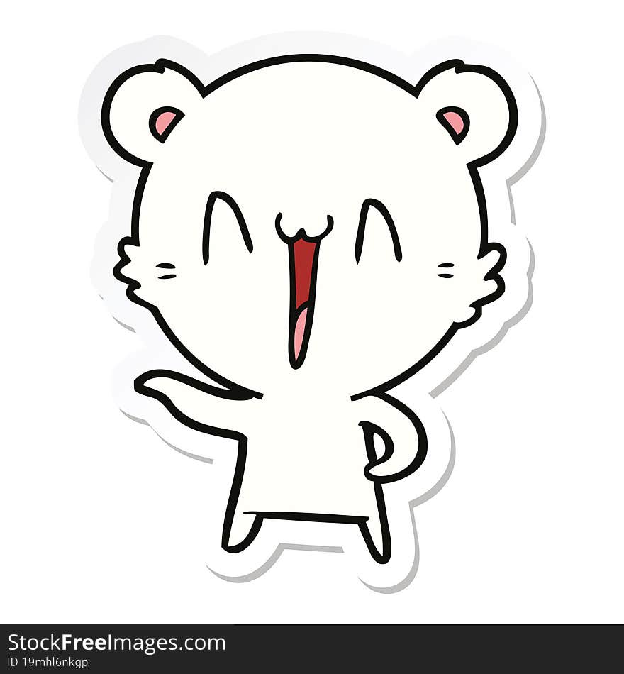 sticker of a laughing polar bear cartoon