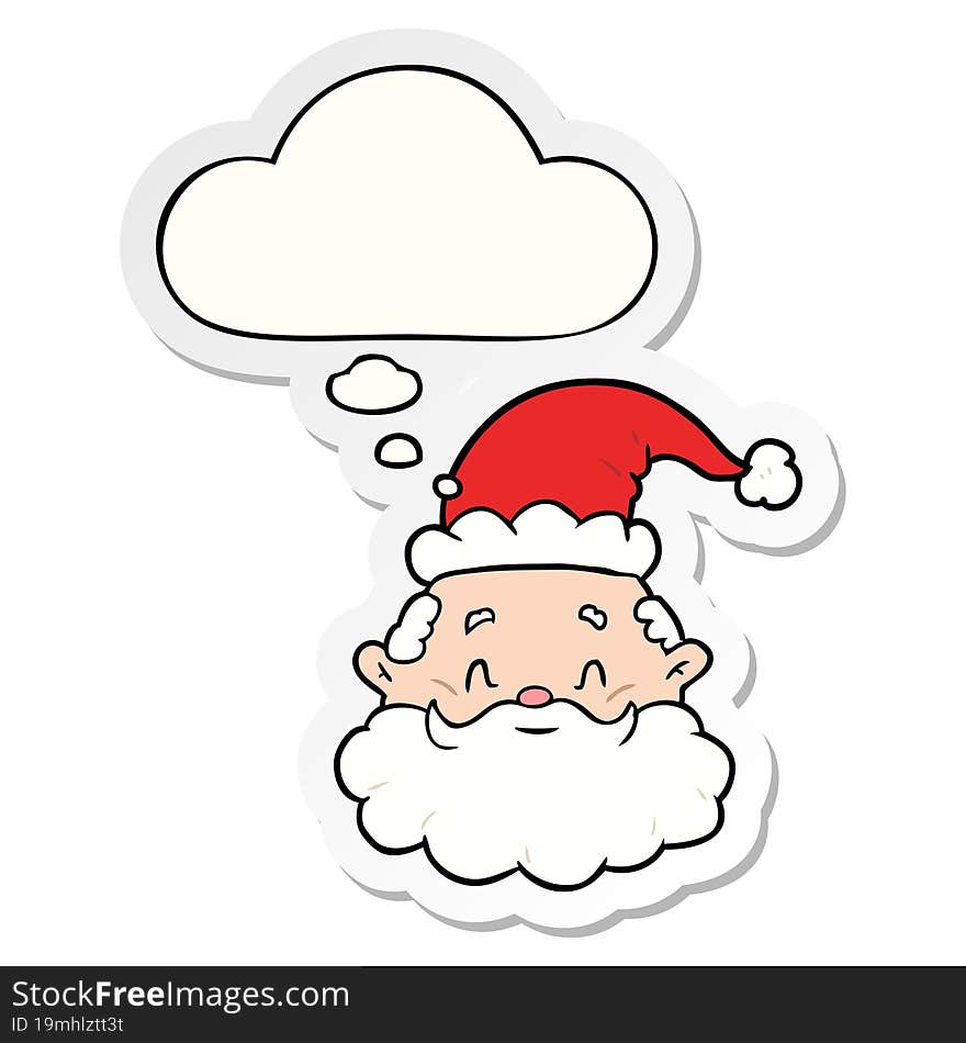 cartoon santa claus with thought bubble as a printed sticker