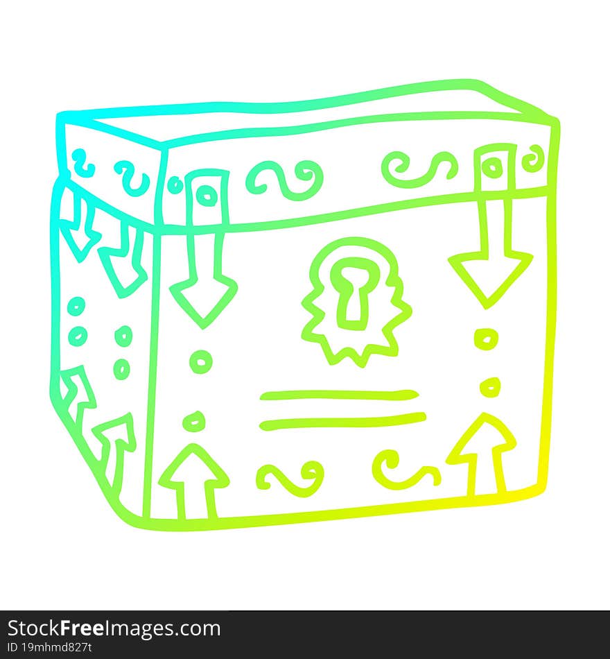 cold gradient line drawing cartoon treasure chest