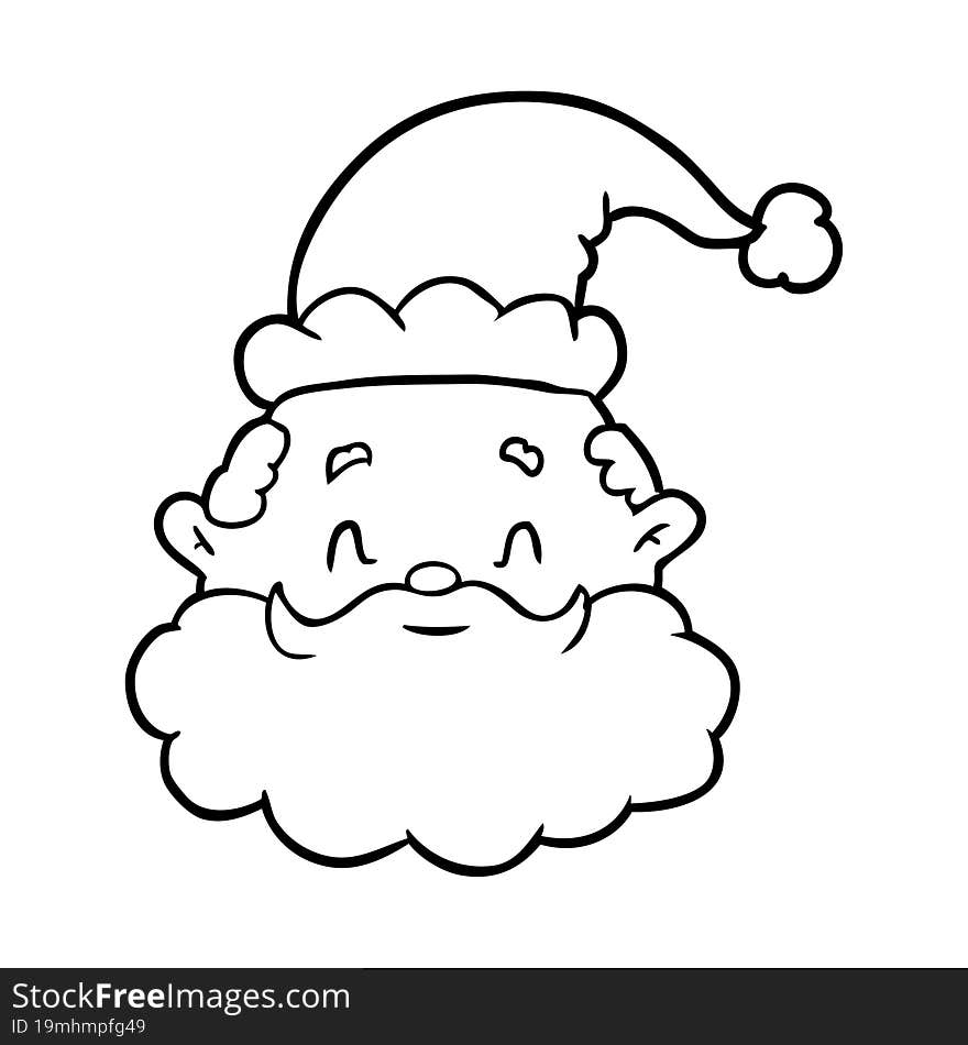 line drawing of a santa claus face. line drawing of a santa claus face