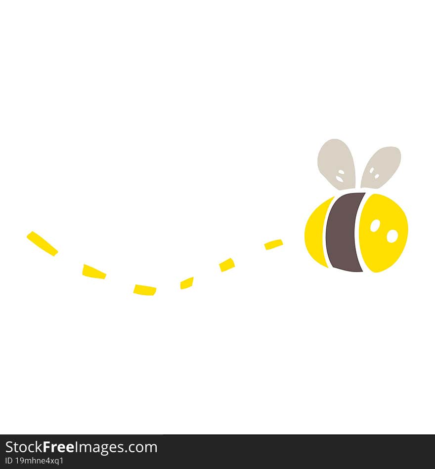 Flat Color Illustration Cartoon Bee