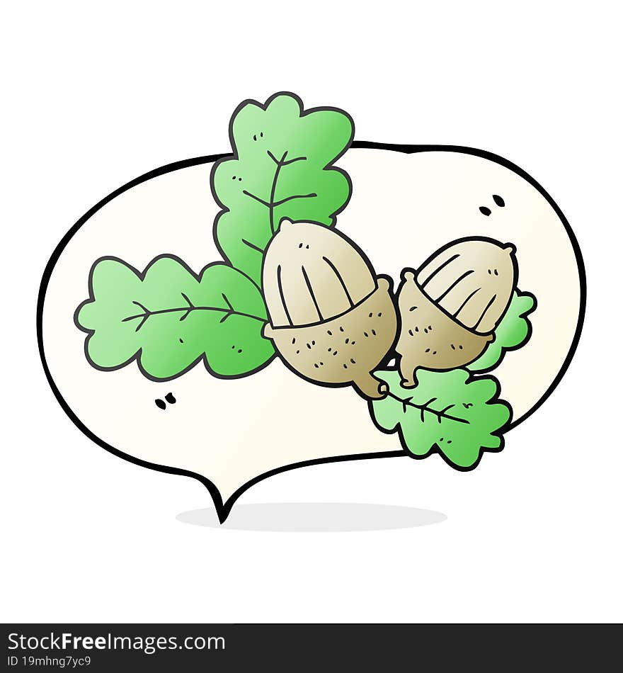 Speech Bubble Cartoon Acorns And Leaves