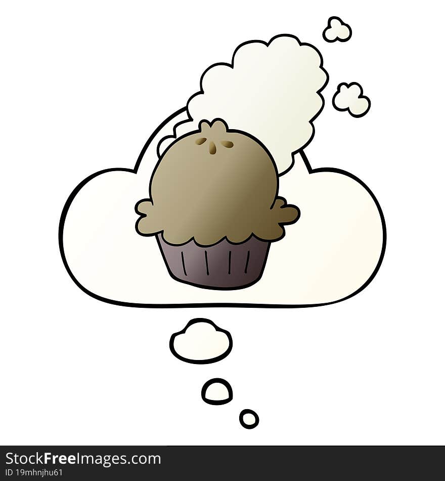 cute cartoon pie and thought bubble in smooth gradient style