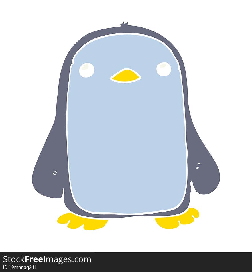 Cute Flat Color Style Cartoon Penguin