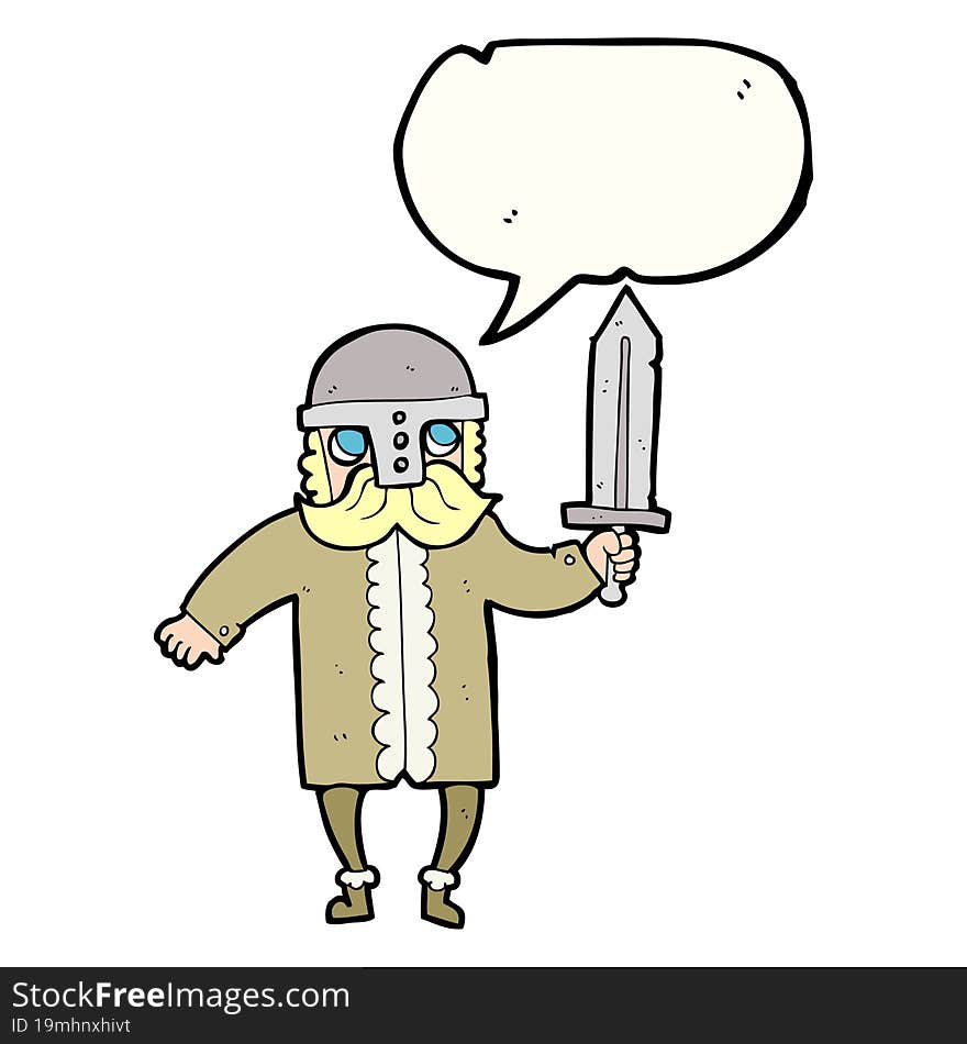 freehand drawn speech bubble cartoon saxon warrior