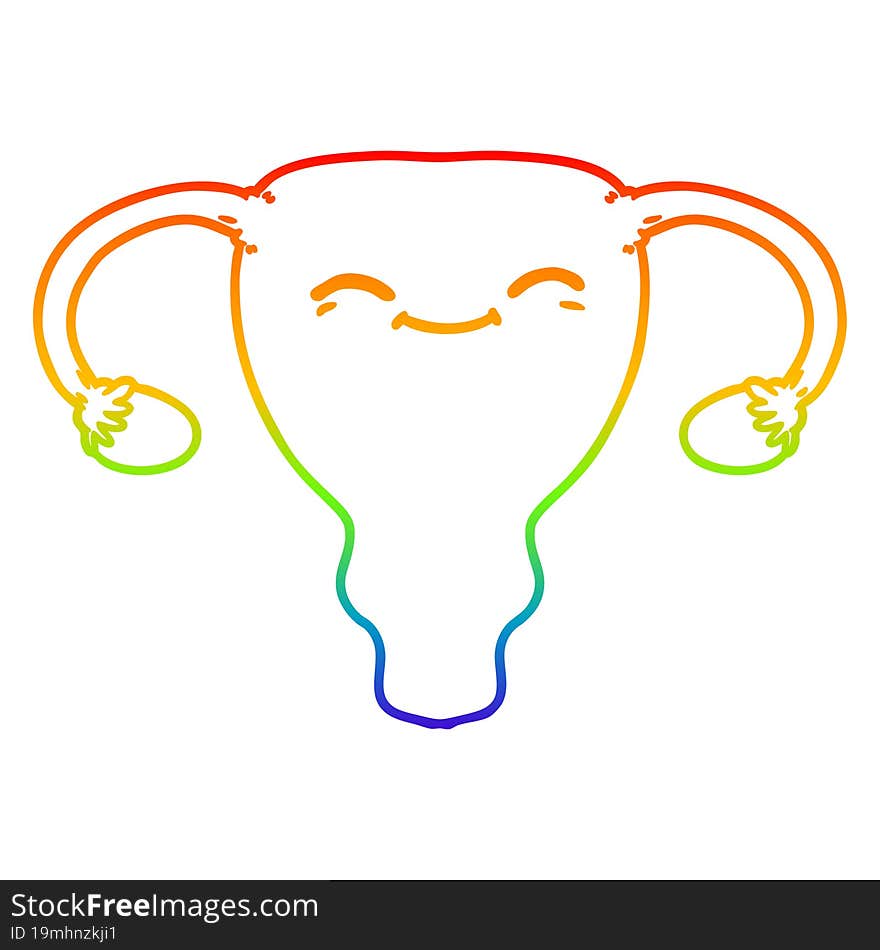 rainbow gradient line drawing cartoon uterus