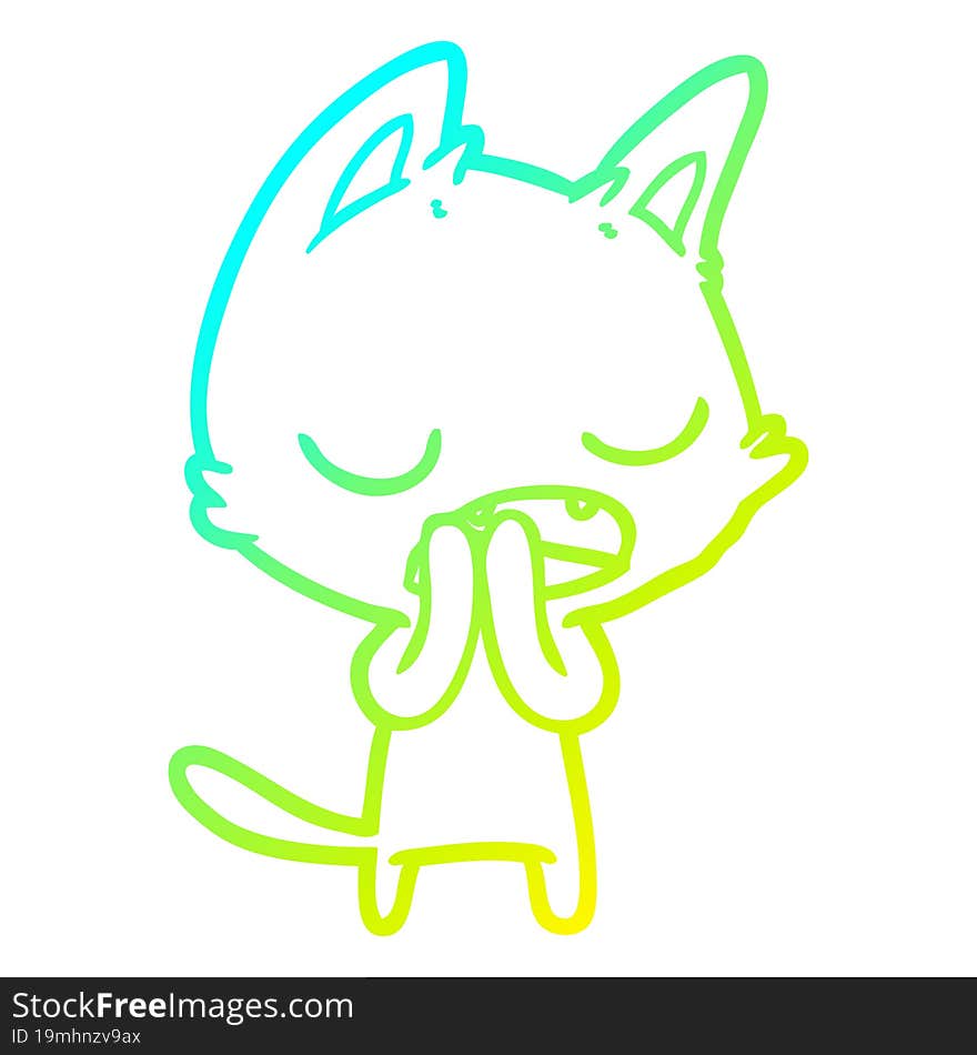 cold gradient line drawing talking cat cartoon