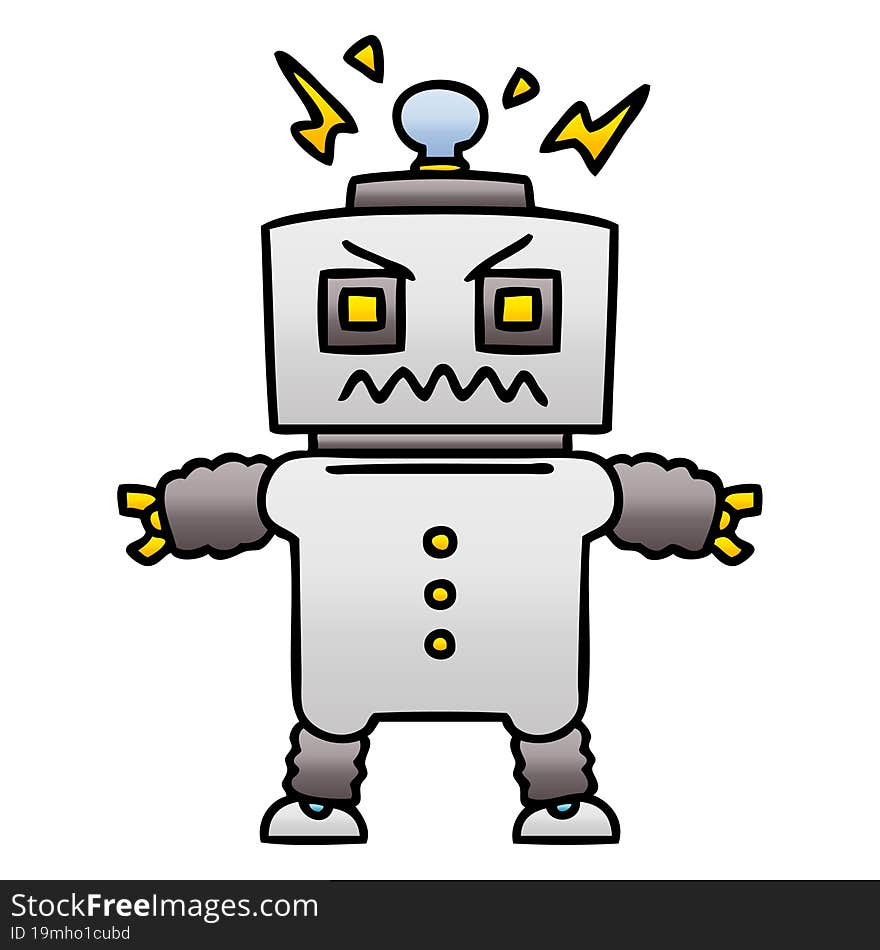 quirky gradient shaded cartoon robot