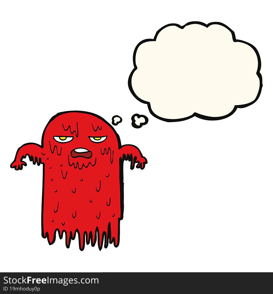 Cartoon Spooky Ghost With Thought Bubble