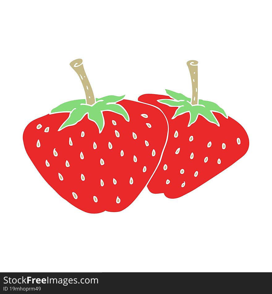 flat color illustration of a cartoon strawberries