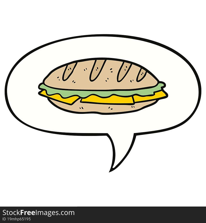 Cartoon Chesse Sandwich And Speech Bubble